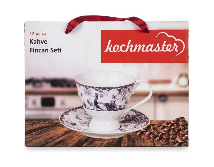 Kochmaster Peacock Coffee Cups & Saucers (12-Piece Set)