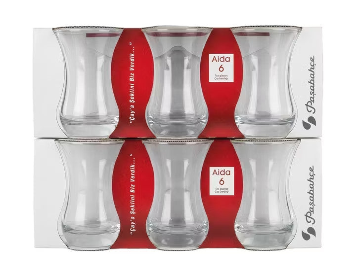 Paşabahçe Aida Turkish Tea Glasses (Set of 6)