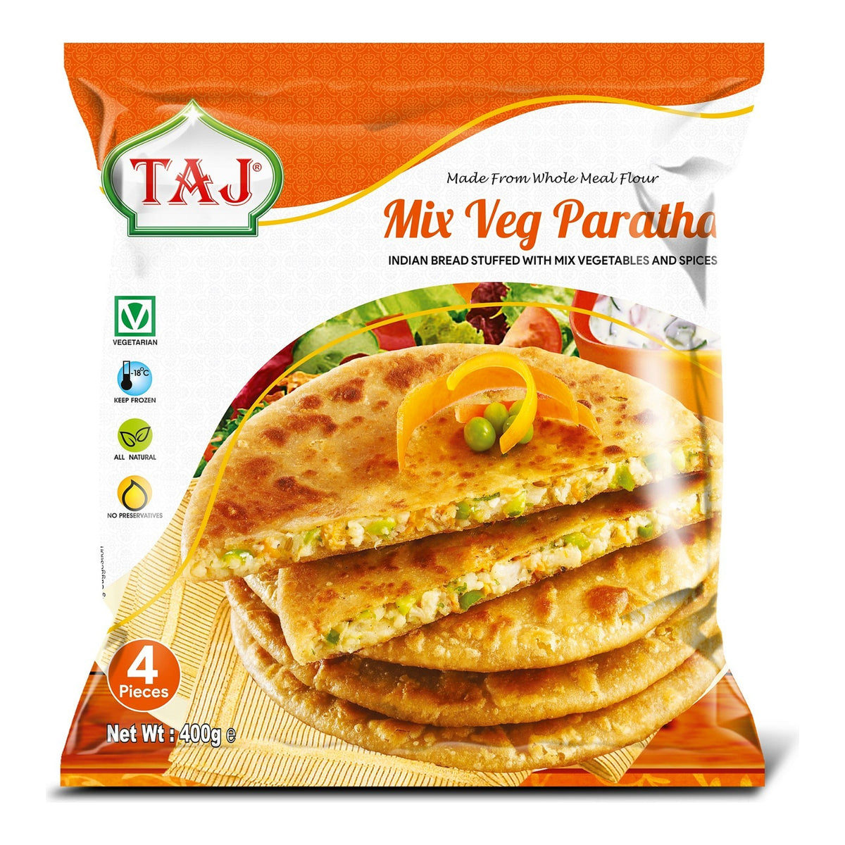 Taj Mixed Vegetable Paratha (4 Pieces)