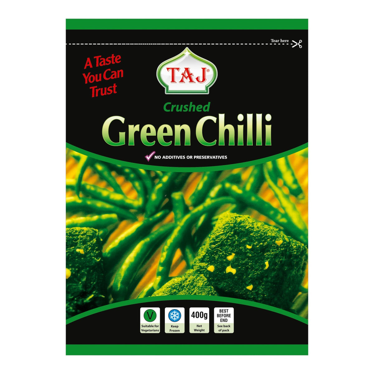 Taj Frozen Crushed Green Chilli 400g