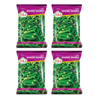 Four bags of Taj frozen whole baby okra, 4 x 300g
