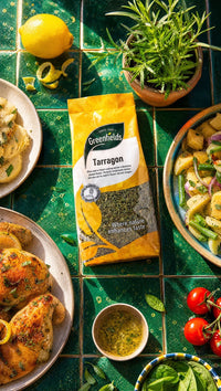 Greenfields dried tarragon pack with roast chicken and salads