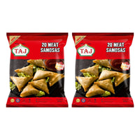 Two packs of Taj halal meat samosas, 2 x 650g