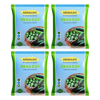 Four bags of Armaan frozen cut okra, 4 x 300g