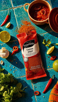 Greenfields cayenne pepper pack with fresh chillies and chilli sauce