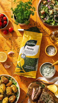 Greenfields dried parsley pack with salads, dips and potatoes