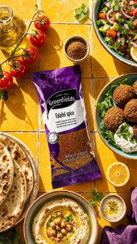 Greenfields falafel spice pack with falafel, hummus and salad