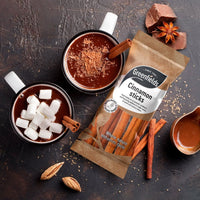 Greenfields cinnamon sticks pack with hot chocolate and marshmallows