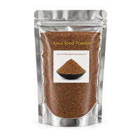 Ajwa date seed powder in a silver stand-up pouch