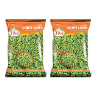 Two bags of Taj frozen surti lilva, 2 x 300g