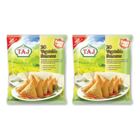 Two packs of Taj vegetable samosas, 2 x 600g