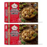 Two boxes of Taj mini Punjabi samosas, 2 x 1.5kg