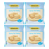 Four packs of Armaan spring roll pastry, 8 inch, 40 sheets each