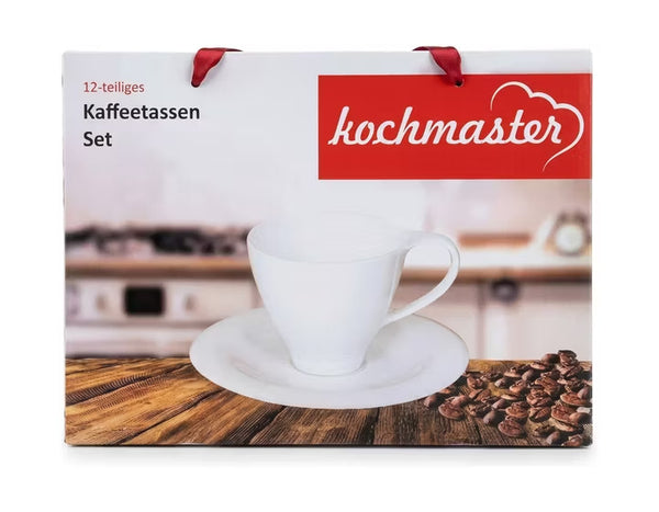 Kochmaster White Coffee Cups & Saucers (12-Piece Set)