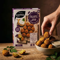 Greenfields falafel mix box with a bowl of falafel