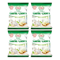 Four bags of Taj frozen peeled garlic cloves, 4 x 400g