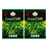 Two bags of Taj frozen crushed green chilli, 2 x 400g
