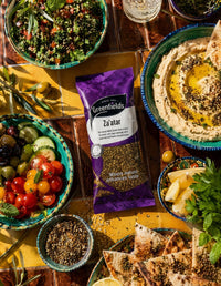 Greenfields za'atar pack with hummus, flatbread and salads