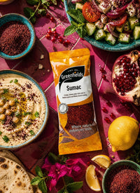 Greenfields sumac pack with hummus, salad and pomegranate