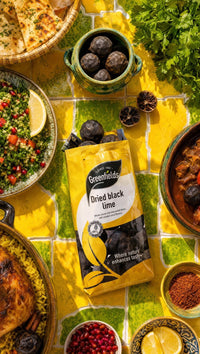 Greenfields dried black lime pack with Middle Eastern dishes