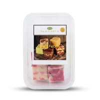 Madina halal fudge tub with pink and white candyfloss fudge