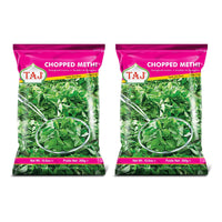 Two bags of Taj frozen chopped methi, 2 x 300g