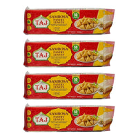 Four packs of Taj samosa pastry leaves, 4 x 500g