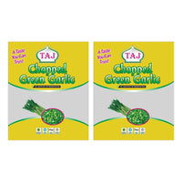 Two packs of Taj frozen chopped green garlic, 2 x 250g