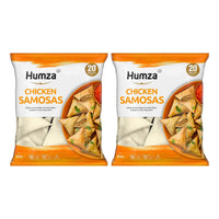 Two bags of Humza halal chicken samosas, 2 x 650g (40 samosas)