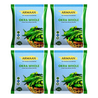 Four bags of Armaan frozen whole okra, 4 x 300g
